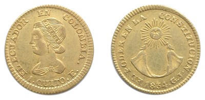 Lot 2334 - ECUADOR: 1834 GJ, 1 Escudo, FR. #2, KM. #15