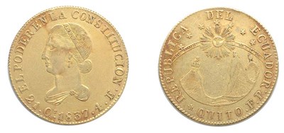 Lot 2336 - ECUADOR: 1837 FP, 4 Escudos, FR. #4, KM. #19