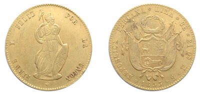 Lot 2355 - PERU: 1853 MB, 8 Escudos, FR. #62, KM. #148