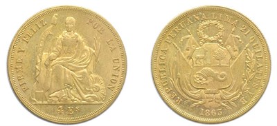 Lot 2357 - PERU: 1863 YB, 4 Escudos, FR. #69, KM. #184