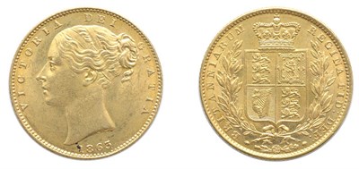 Lot 2259 - GREAT BRITAIN: 1863, 1 Sovereign, FR. #387E, KM. #736.1 Without Die No.