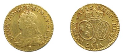 Lot 2031 - FRANCE: 1 Louis d'or, 1726 (9) , KM. #489.26