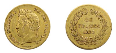 Lot 2060 - FRANCE: 1834 A, 40 Francs, KM. #747.1