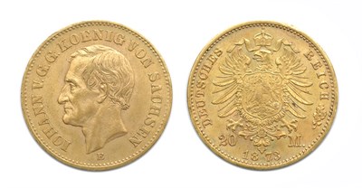 Lot 2138 - GERMANY: Saxony, 1873 E, 20 Marks, KM. #1234