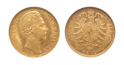 Lot 2077 - GERMANY: Bavaria, 1872 D, 20 Marks, KM. #501