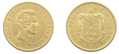 Lot 2096 - GERMANY: Brunswick-Wolfenbuttel, 1854 B, 10 Thaler, KM. #1147