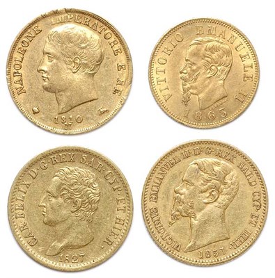 Lot 2176 - ITALY: Seven Gold Coins, 1810 to 1877