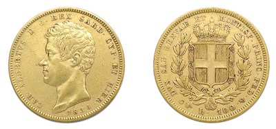 Lot 2170 - ITALY: Sardinia, 1834, 100 Lire, KMC #117.2, Eagle Mint Mark