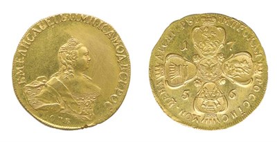 Lot 2198 - RUSSIA: 1756 CNB, 10 Roubles, FR. #122, KM. #282