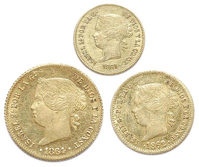 Lot 2390 - PHILIPPINES: 1864, Six Gold Coins
