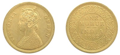 Lot 2276 - INDIA: 1862, 1 Mohur, FR. #1598, KM. #480