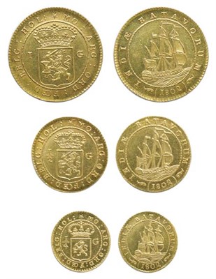 Lot 2184 - NETHERLANDS: Batavia Republic, 1802, Set of Three Gold Coins