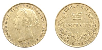 Lot 2269 - AUSTRALIA: 1866, 1/2 Sovereign, FR. #10a