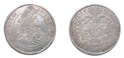 Lot 2153 - HUNGARY: 1692 KB, 1 Thaler, Dav. #326, KM. #214.3