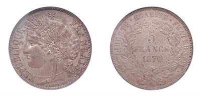 Lot 2034 - FRANCE: 1870 A, 5 Francs, Ceres, KM. #819