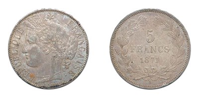 Lot 2036 - FRANCE: 1871 K, 5 Francs, Ceres, KM. #818.2