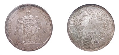 Lot 2038 - FRANCE: 1871 K, 5 Francs, Hercules, KM. #820.2