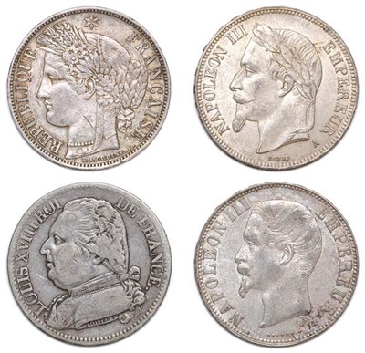 Lot 2041 - FRANCE: Approximately Eighteen 5 Francs Coins, 1814 to 1870