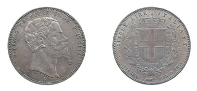 Lot 2173 - ITALY: Kingdom, 1861, 5 Lire, KM. #7
