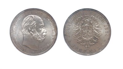Lot 2121 - GERMANY: Prussia, 1874 A, 5 Mark, KM. #503