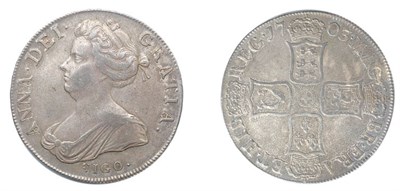 Lot 2240 - GREAT BRITAIN: 1703, 1 Crown, Dav. #1338, KM. #519.1
