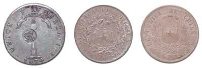 Lot 2324 - CHILE: 1848to 1875, Seven Silver Coins