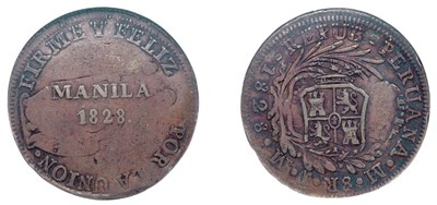 Lot 2389 - PHILIPPINES: 1828, 8 Reales on Peru 8 reales, KM. #32