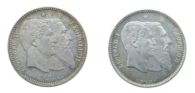 Lot 2022 - BELGIUM: 1880, 1 Franc and 2 Francs, KM. #38 and 39