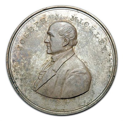 Lot 2455 - UNITED STATES: 1867, Bust of Joseph J. Mickley Silver Medal