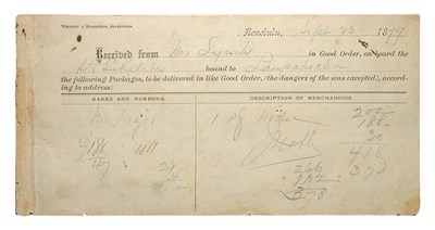 Lot 2685 - Honolulu, Approximately Twenty-Six Paper Shipping Receipts