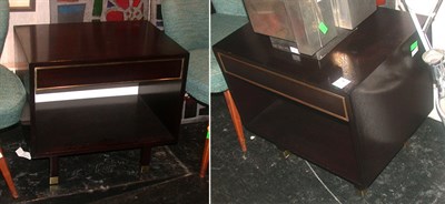 Lot 341 - Pair of Brass Trimmed Ebonized Night Stands...