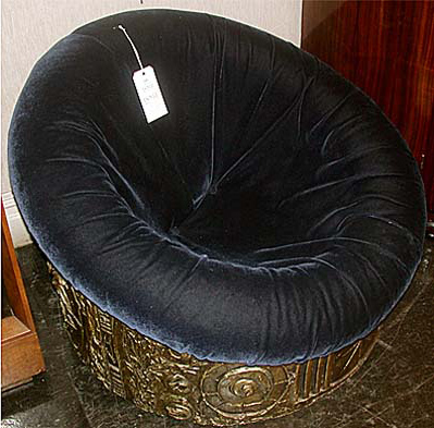 Lot 319 - Sculpted Resin and Blue Velvet Upholstered...