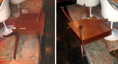 Lot 340 - Pair of Walnut Single-Drawer Glass Top Side...