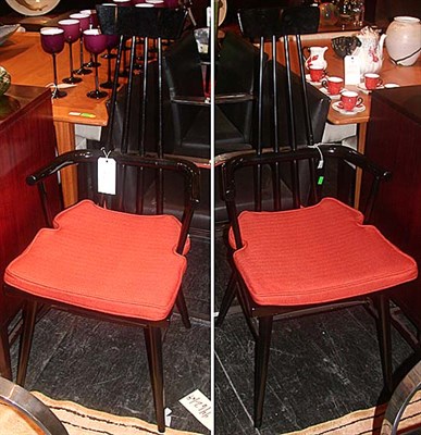 Lot 288 - Four Black Painted Chairs Designed by Paul McCobb