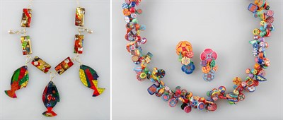 Lot 244 - Two Polychromatic Artisanal Necklaces American,...
