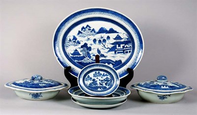 Lot 3157 - Group of Canton Blue and White Porcelain...