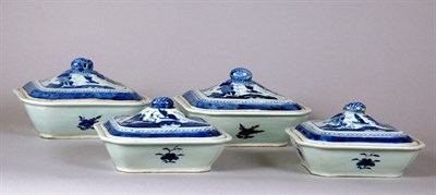 Lot 3155 - Two Pairs of Canton Blue and White Porcelain...