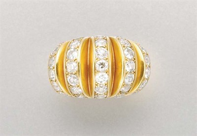 Lot 1435 - Gold and Diamond Bombe Ring