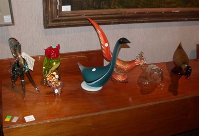 Lot 262 - Seven Italian Art Glass Animal Figures...