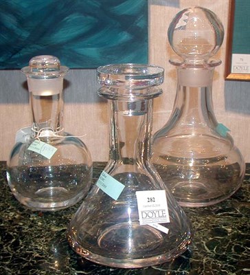 Lot 282 - Three Clear Glass Decanters Tapio Wirkkala,...