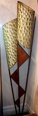 Lot 211 - Mahogany and Metal Two-Light Floor Lamp With...