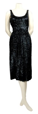 Lot 47 - Adrian Black Eyelash Lame Cocktail Dress...