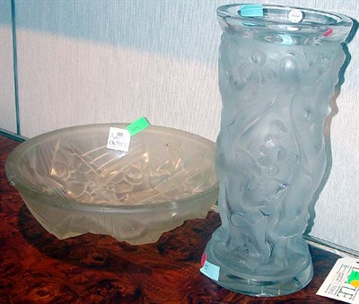 Lot 222 - Lalique Style Frosted Glass Plaffonier;...