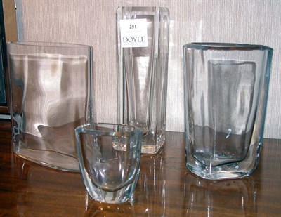 Lot 251 - Four Clear Glass Vases Including Tapio Wirkkala.