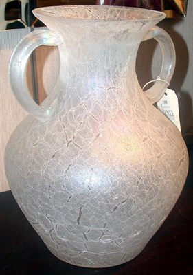 Lot 185 - Iridescent Art Glass Two-Handled Vase Height...