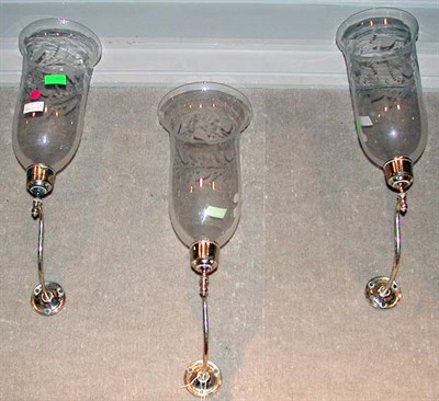 Lot 623 - Group of Three Silver Plated Sconces with...