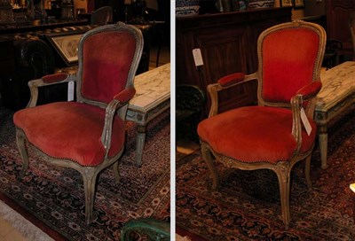 Lot 691 - Pair of Louis XVI Style Painted Fauteuils