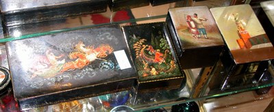 Lot 463 - Five Russian Lacquered Boxes