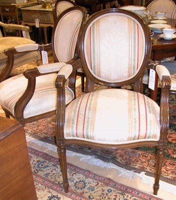 Lot 472 - Five Louis XVI Style Walnut Chairs including...