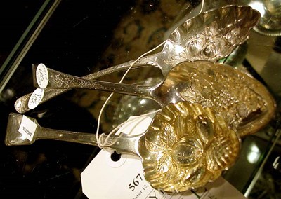 Lot 567 - Three Silver Berry Spoons Including a Georgian...